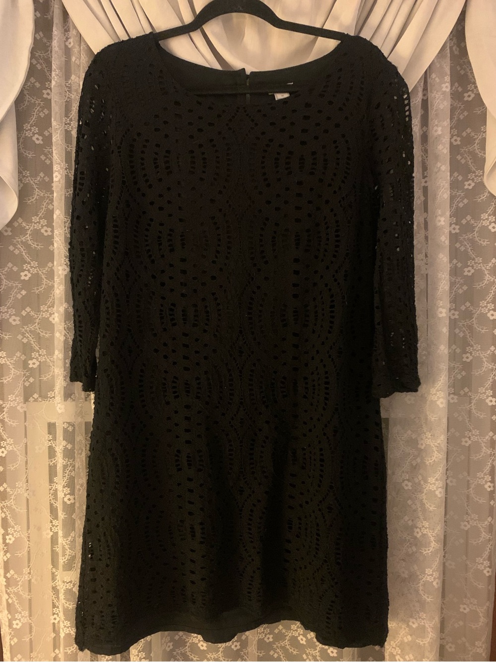 J. Crew 3/4 Sleeve Lace Shift Dress Romantic Whimsigoth Retro Size 14 Large